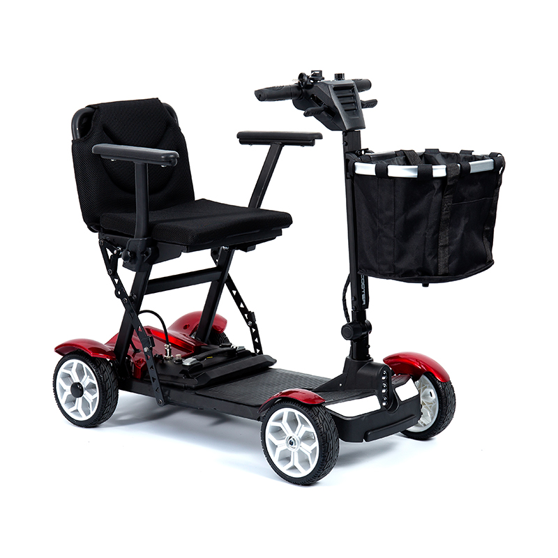 YL-211 Skuter Listrik Turis 4 Roda untuk Lansia dengan Lampu Depan LED, Keranjang